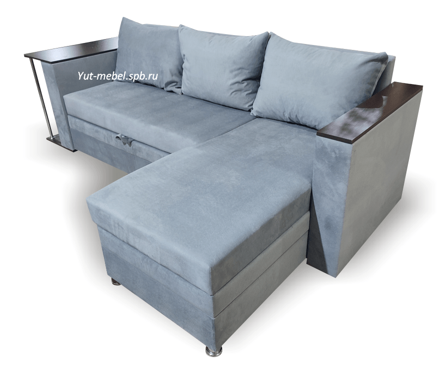 Угловой диван " Токио " серый велюр