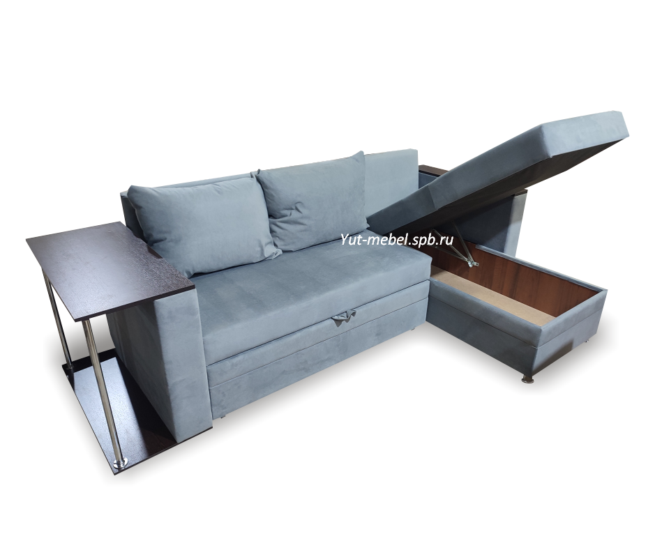 Угловой диван " Токио " серый велюр