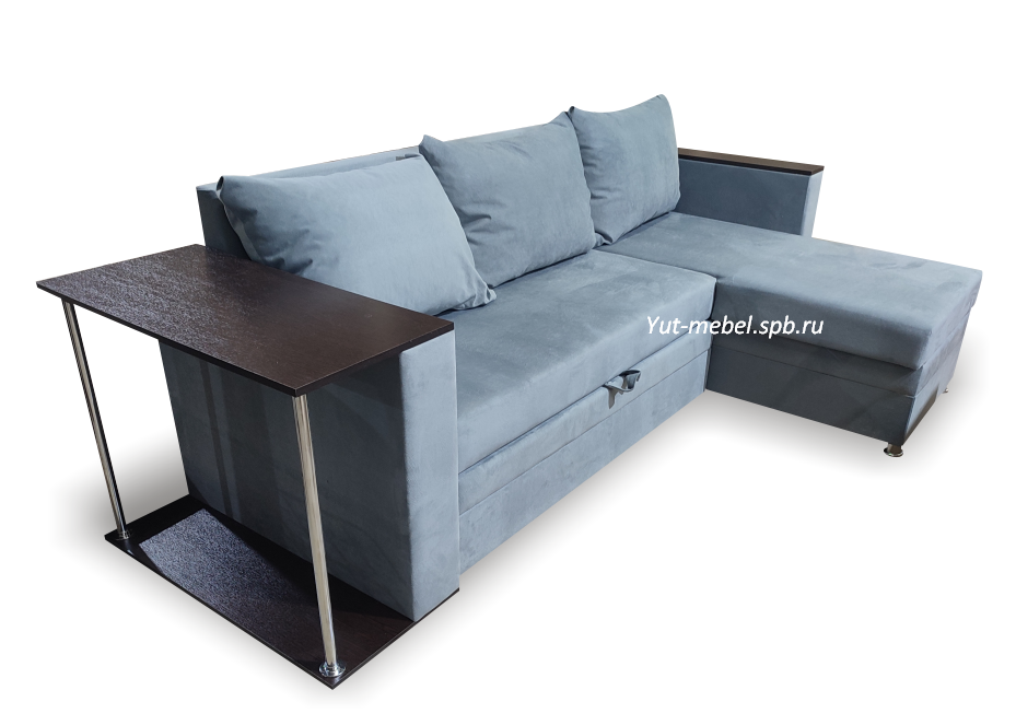 Угловой диван " Токио " серый велюр