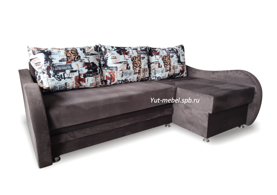 Угловой диван " Рига " коричневый велюр