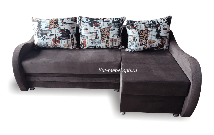 Угловой диван " Рига " коричневый велюр