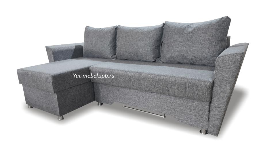 Угловой диван " Амстердам-2 " серая рогожка