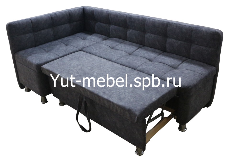 Кухонный уголок со спальным местом  серый велюр
