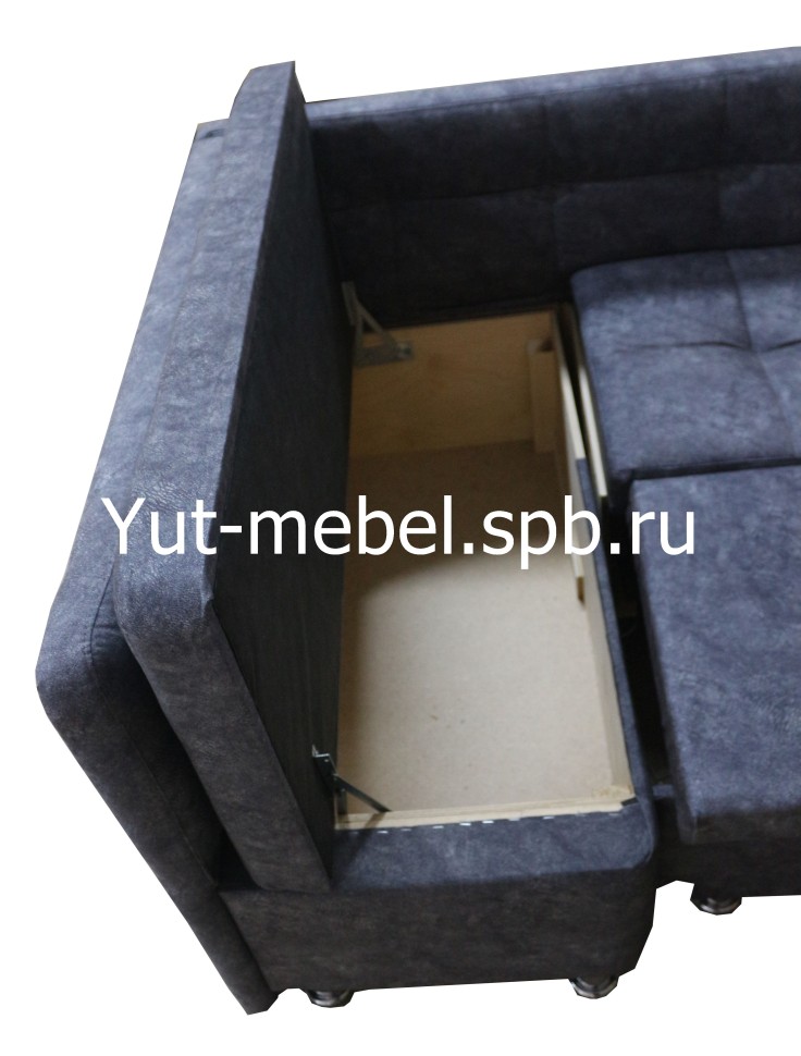 Кухонный уголок со спальным местом  серый велюр