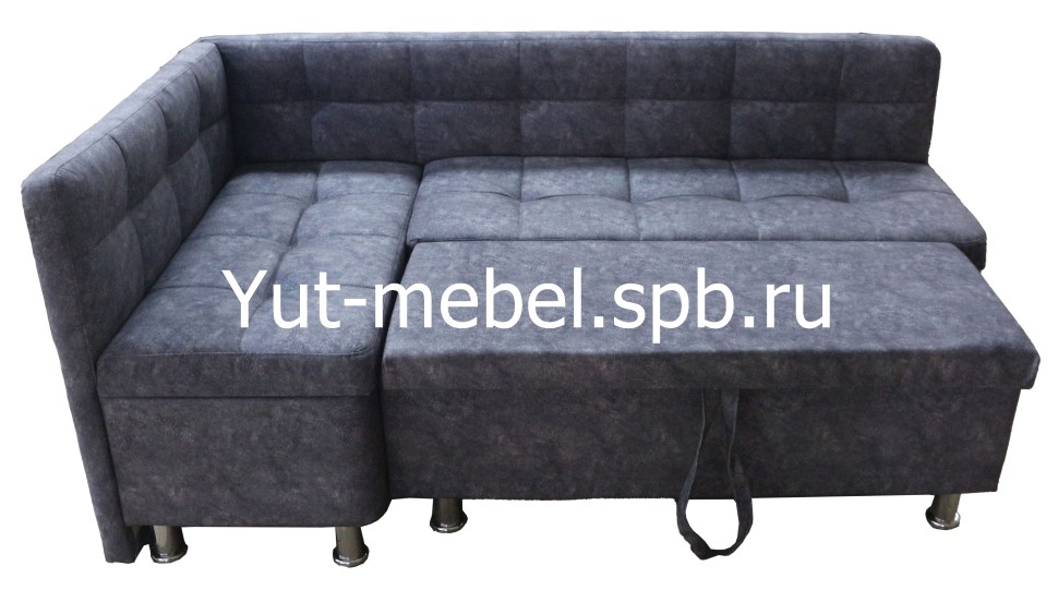 Кухонный уголок со спальным местом  серый велюр