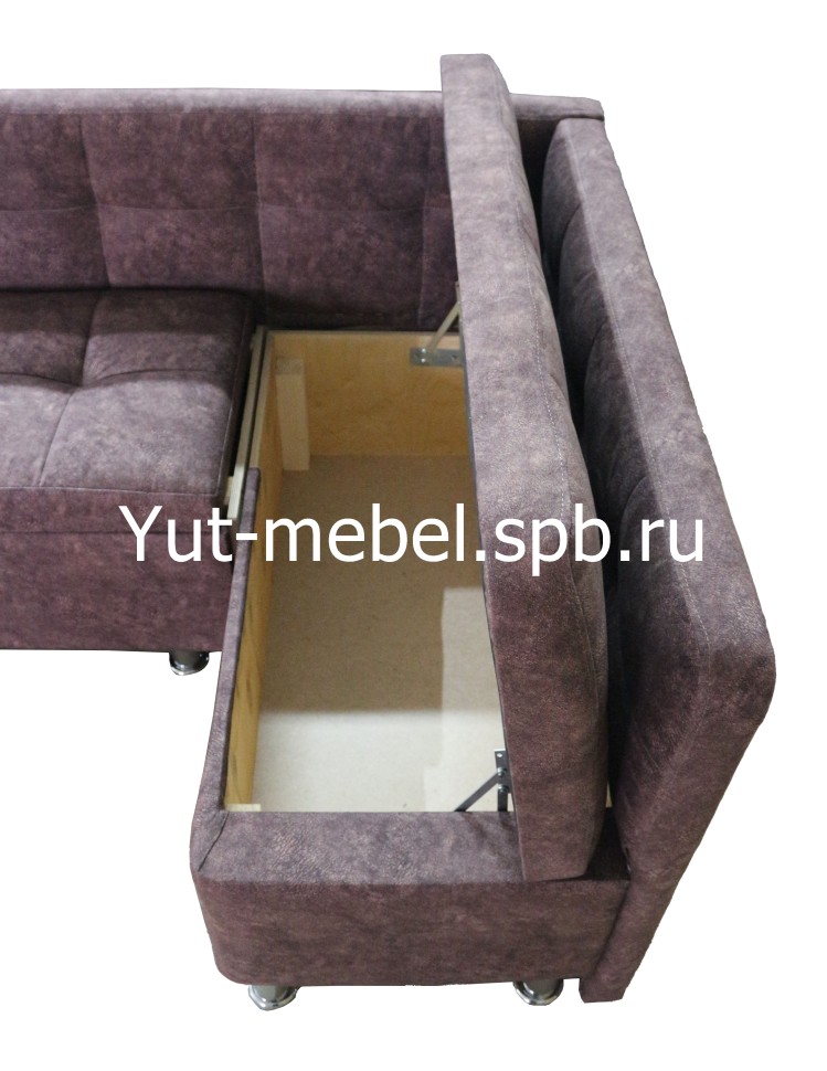 Кухонный уголок со спальным местом коричневый велюр