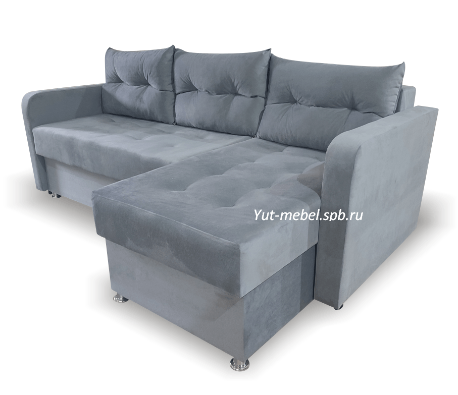 Угловой диван " Николь-2" серый велюр