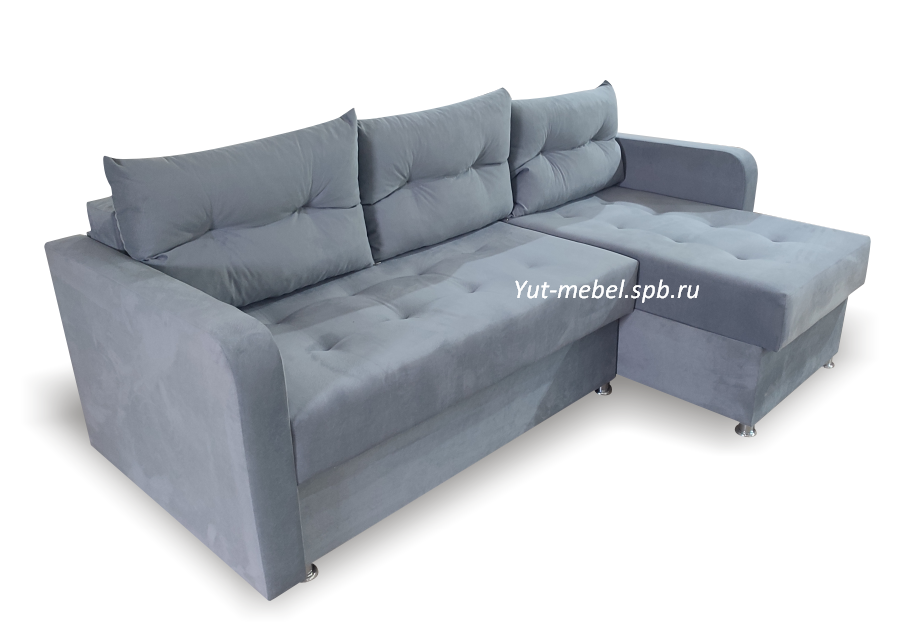 Угловой диван " Николь-2" серый велюр
