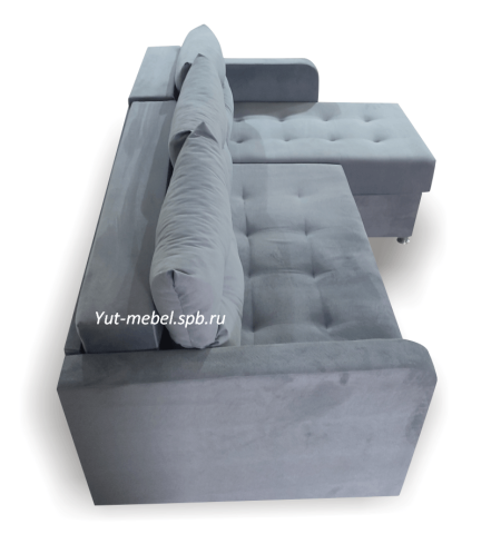 Угловой диван " Николь-2" серый велюр