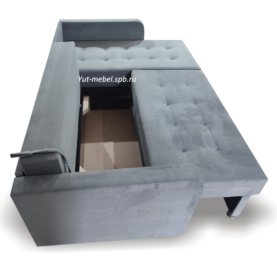 Угловой диван " Николь-2" серый велюр