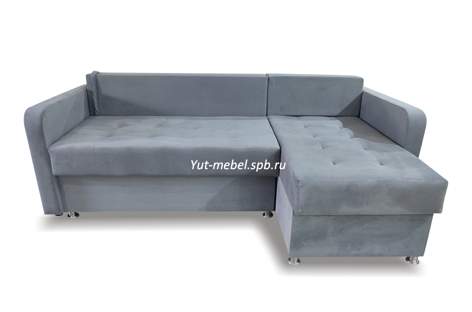 Угловой диван " Николь-2" серый велюр