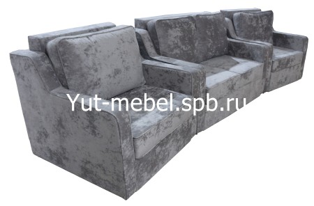 Комплект два кресло и диван-кровать " Венеция " серый блисс