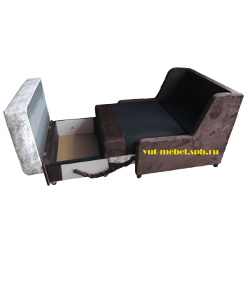 диван выкатной "Париж - 2" спальное место 1200*1900 велюр мрамор светлый /велюр форест коричневый 