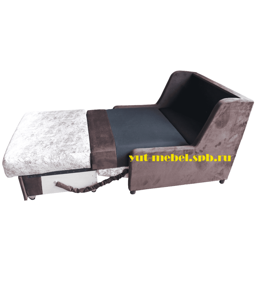 диван выкатной "Париж - 2" спальное место 1200*1900 велюр мрамор светлый /велюр форест коричневый 