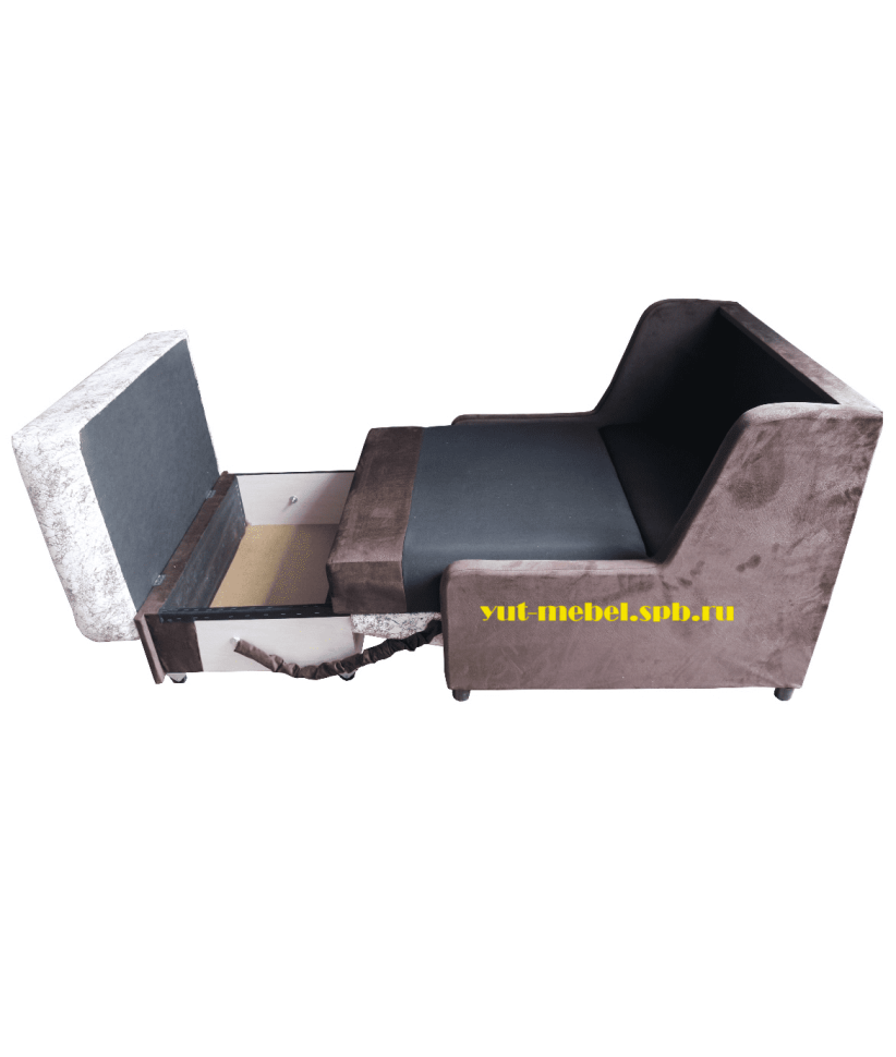 диван выкатной "Париж - 2" спальное место 1200*1900 велюр мрамор светлый /велюр форест коричневый 