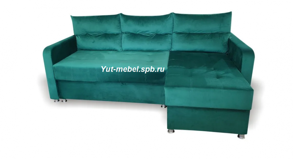Угловой диван " Николь-2" зеленый велюр