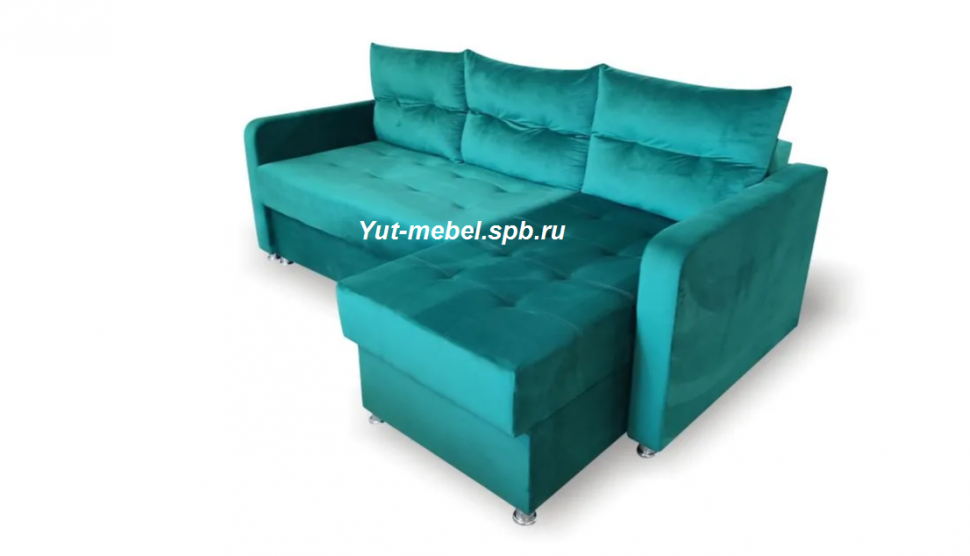 Угловой диван " Николь-2" зеленый велюр