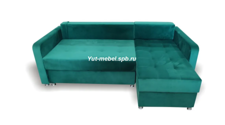 Угловой диван " Николь-2" зеленый велюр