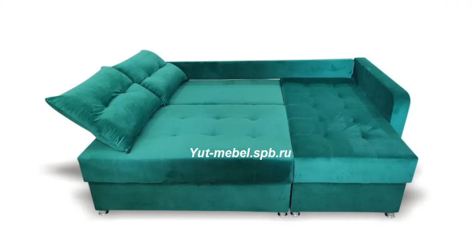 Угловой диван " Николь-2" зеленый велюр