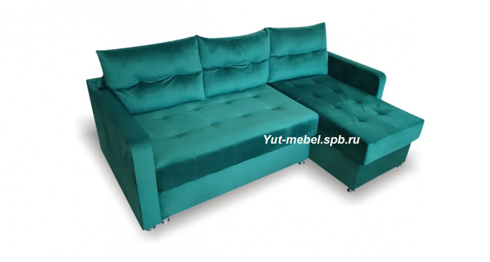 Угловой диван " Николь-2" зеленый велюр