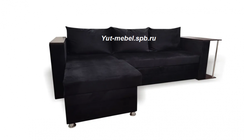 Угловой диван " Токио " черный велюр