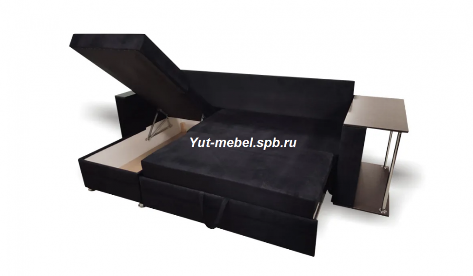 Угловой диван " Токио " черный велюр