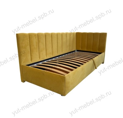 Кровать Аврора, правый угол, горчичный конфетти
