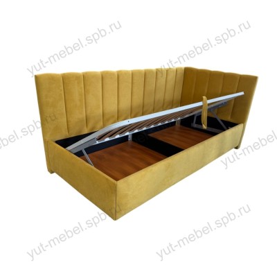 Кровать Аврора, правый угол, горчичный конфетти
